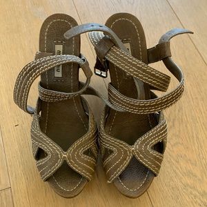 Miu Miu Woden platform wedge shoes 37.5